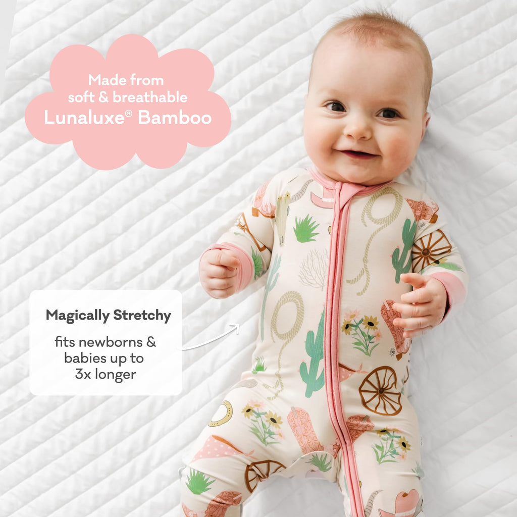 Little Sleepies Baby Pajamas, Pink Ready to Rodeo, 3-6 months