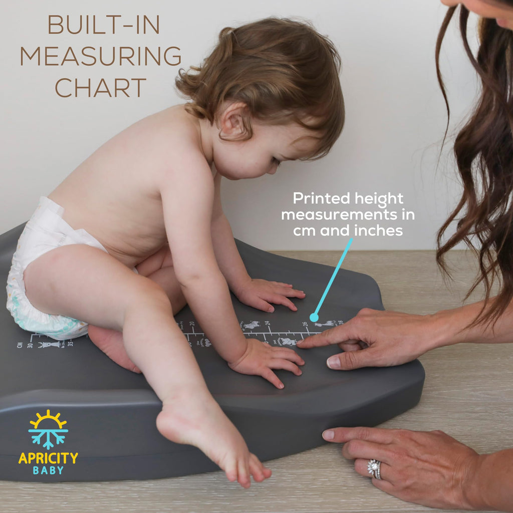 Apricity Baby Diaper Changing Pad – Waterproof Wipe-Clean Foam Changing Mat with Raised Sides, Non-Slip Base & Portable Design, Extra-Large 31.5” × 19.7” for Newborn to Toddler (Grey)