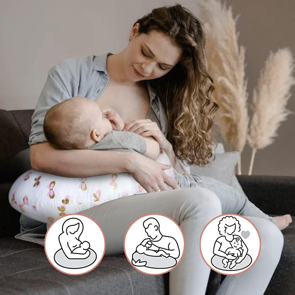 Little Grape Land Nursing Pillow for Infants, Breastfeeding Pillows, Baby Pillow for Nursing, Bottle Feeding with Machine Washable Cover & Breathable Filling