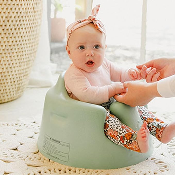 Bumbo Baby Infant Soft Foam Comfortable Support Wide Floor Seat with 3 Point Adjustable Harness for Ages 3 to 12 Months, Hemlock