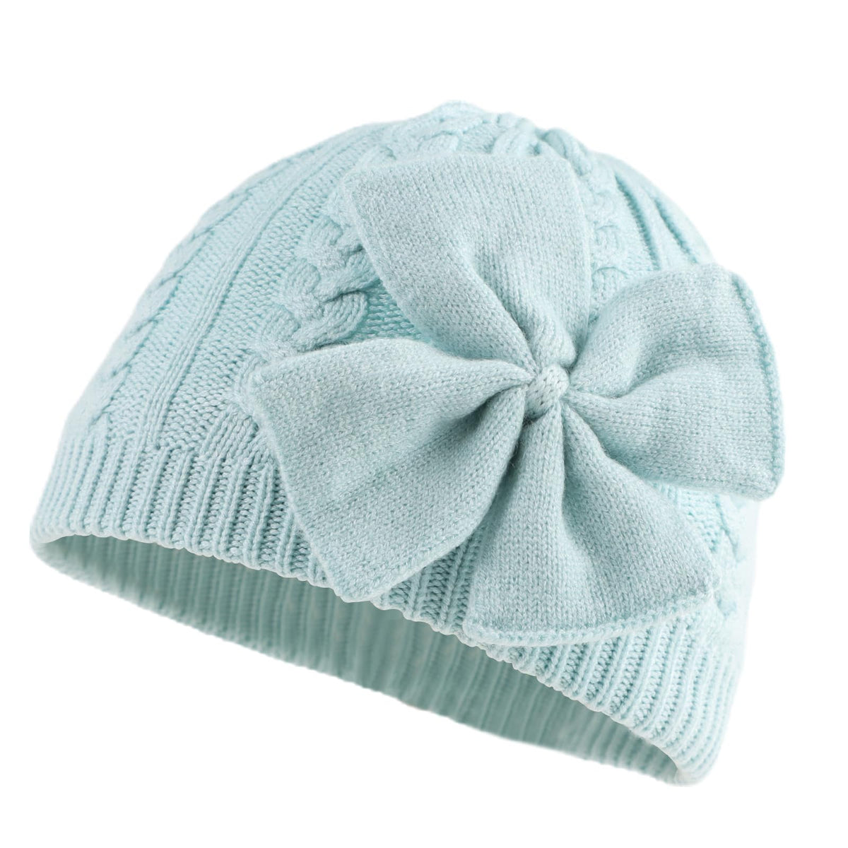 JANGANNSA Winter Warm Knitted Baby Hat for Girls Cotton Lined Infant Toddler Hat Autumn Cute Bow Classic Girls Beanie 0-6Y (Black+Gray+Caramel,S)