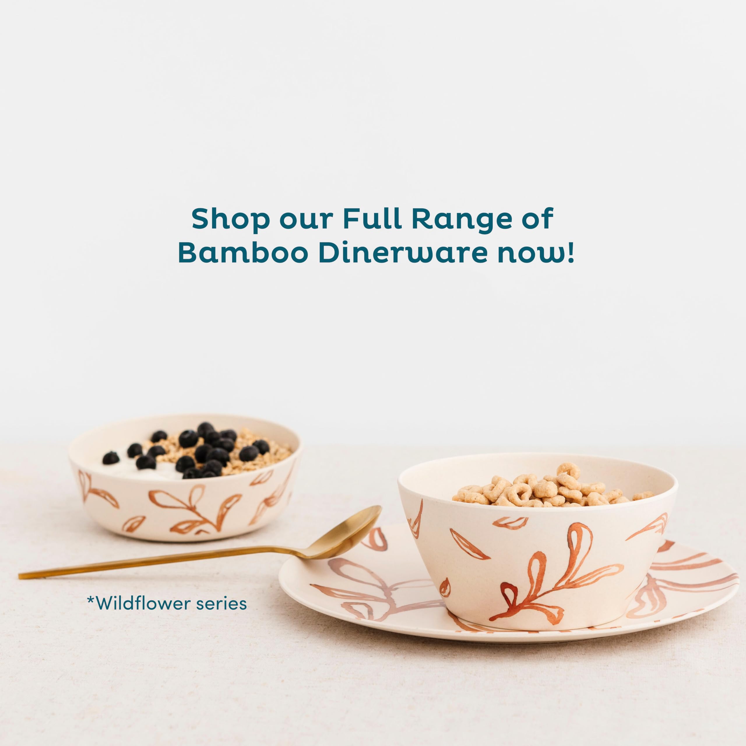 Nook Theory 4 Pack Bamboo Bowls - 22 Oz Reusable Toddler and Kids Bowl, Dishwasher Safe - Not Microwavable Bamboo Dishes (Wildflower)