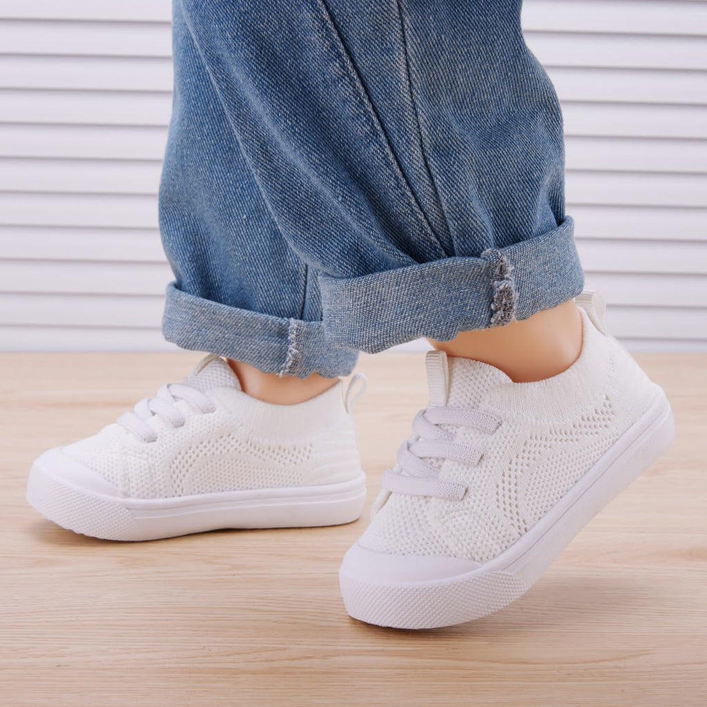 BMCiTYBM Baby Walking Sneakers Mesh Barefoot Boys Girls Breathable Shoes Tennis Outdoor Indoor Slip On 18-24 Months Toddler White Size 6 Toddler
