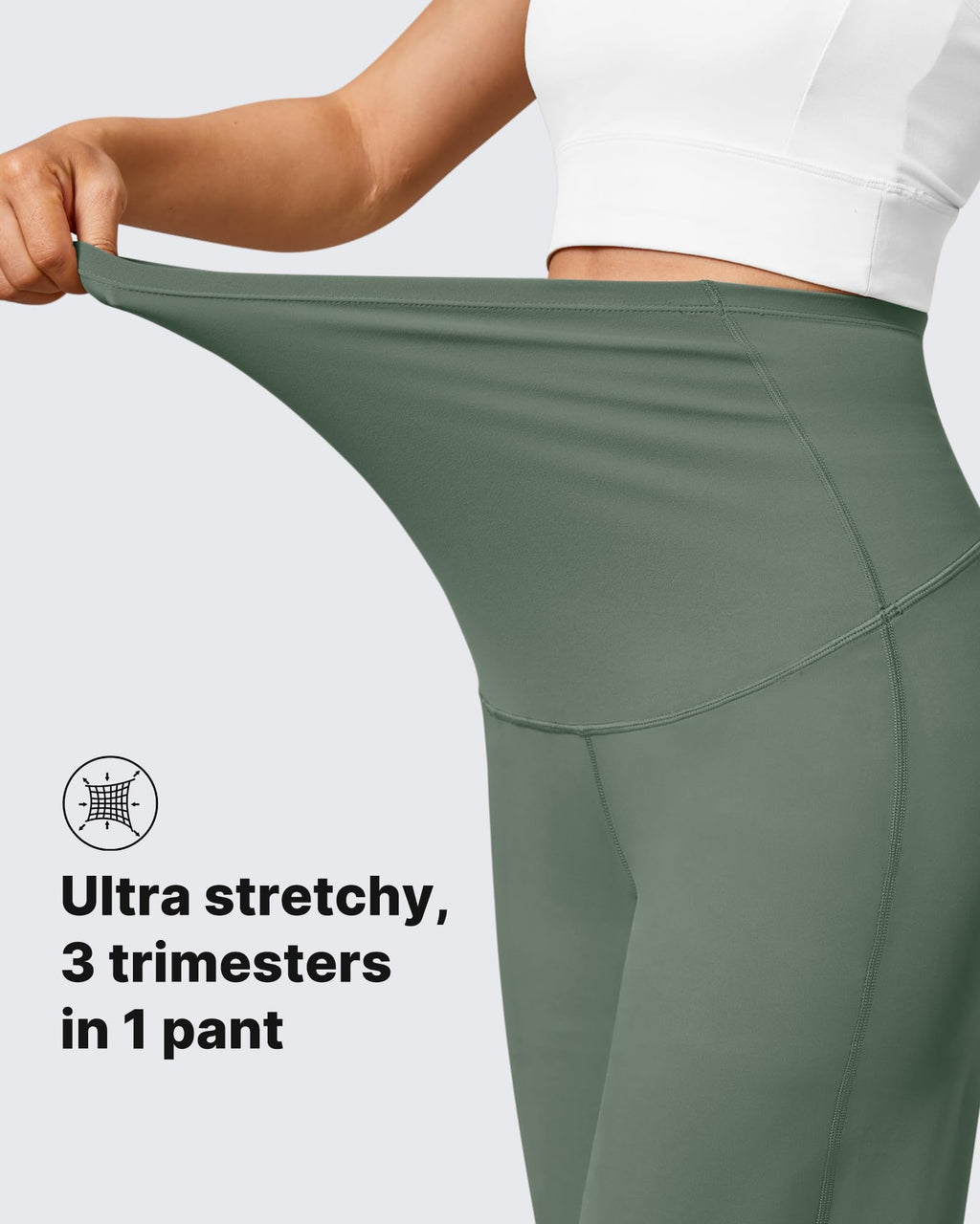 G4Free Pregnancy Pants Lounge High Waisted,Gray Sage,XS,Tall