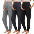 Tjukufpa 3 Pack Women's Maternity Sweatpants Over The Belly Pregnancy Jogger Pants Stretchy Maternity Pants with Pockets