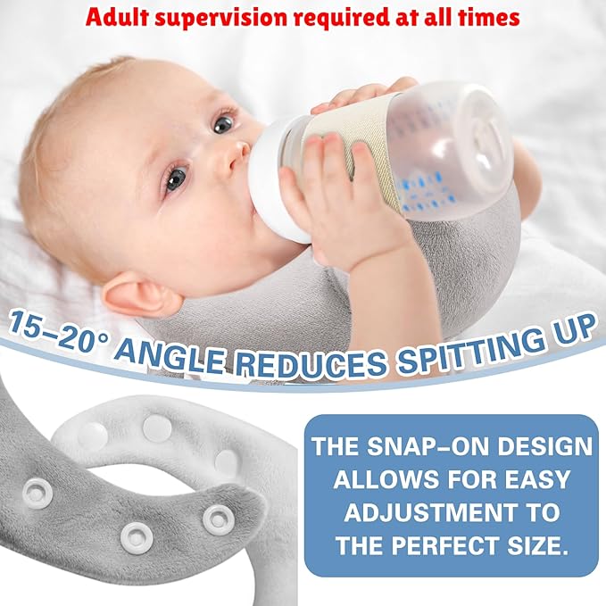 2 Pack Bottle Holder Pillow, Feeding Support Pillow for Mom Easier Nursing, Ergonomic Bottle Feeding Holder, Sore Arm & Wrist Relief (Grey)