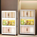 570Qt/140Gal Large Stackable Storage Bins with Lids and Divider, 3Pack Collapsible Drawers with Doors, Foldable Cabinet with Wheels, Plastic Closet Organizers and Containers for Home, Dorm