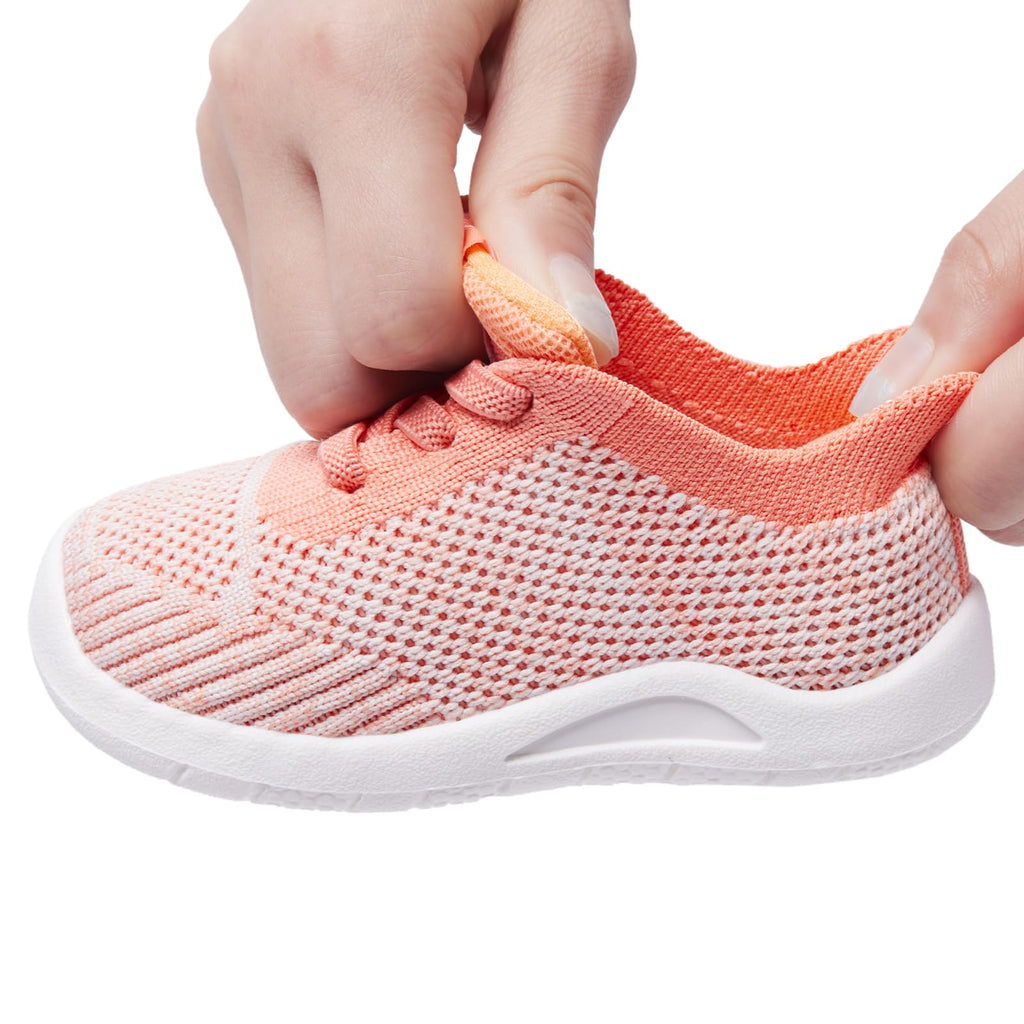 MORENDL Toddler Shoes Baby Walking Sock Shoes Infant Sneakers Boy Girl Barefoot Tennis Shoe Non-Slip Brethable Mix Orange Size 8