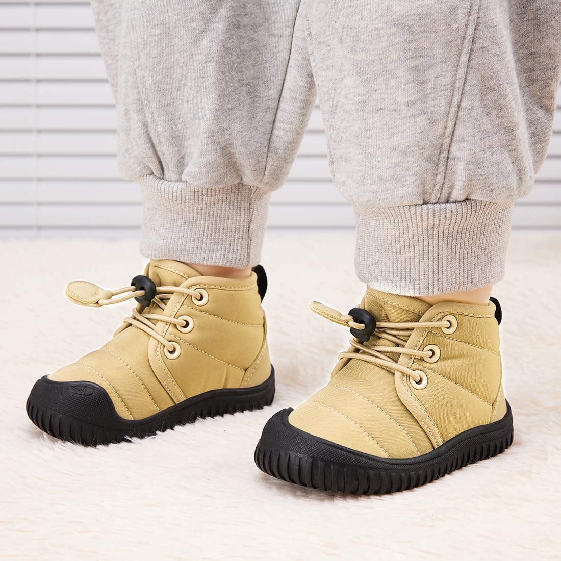 BMCiTYBM Toddler Baby Snow Winter Boots Boys Girls Shoes Non Slip First Walking Infant 2 2.5 3 3.5 Years Camel Size 8 Toddler