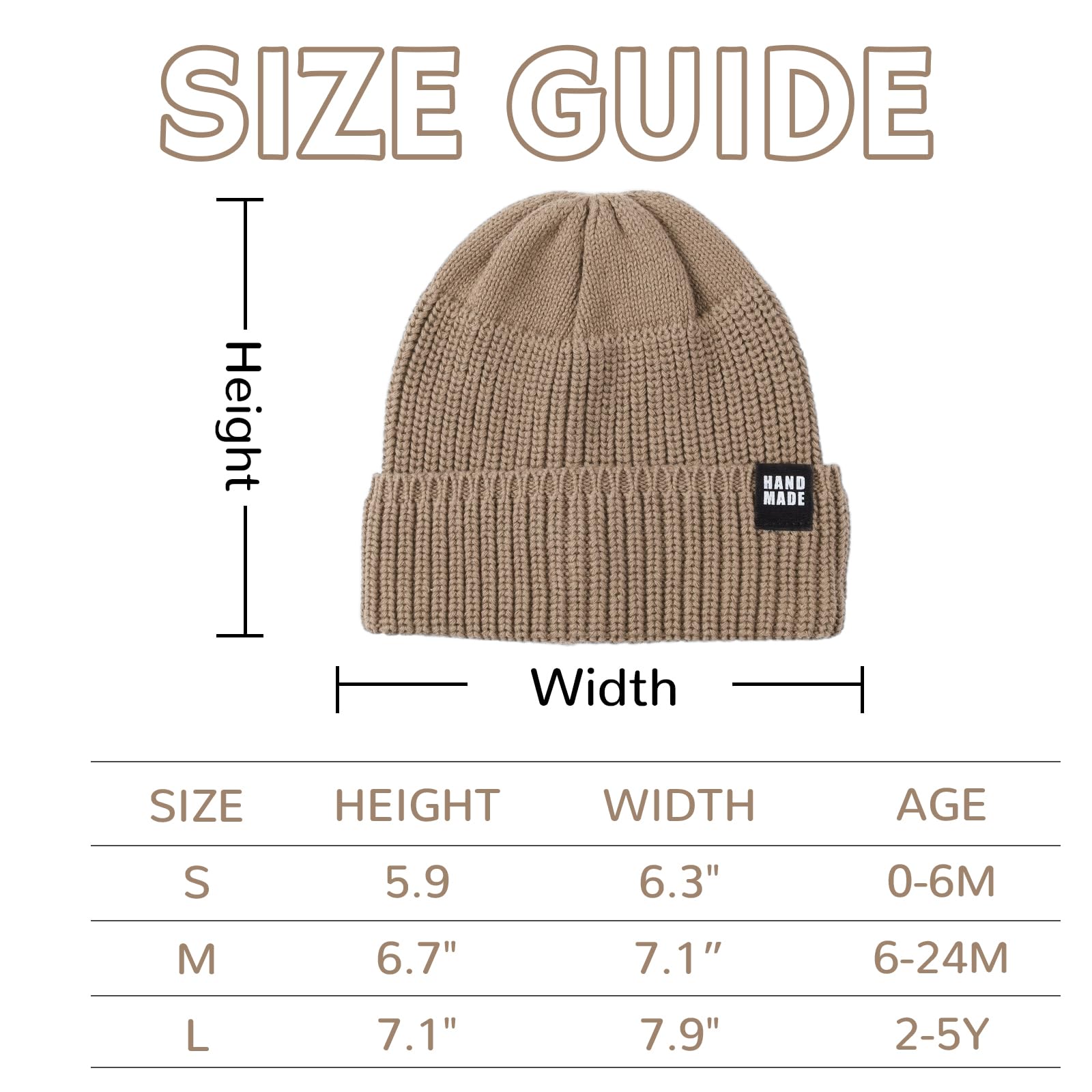 JANGANNSA Simple Knitted Baby Beanie Hip-Hop Boys Winter Hat Toddler Kids Bonnet for Girls 0-5Y (Black+Khaki+Gray, M)