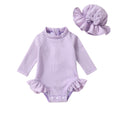 YOUNGER TREE Infant Baby Girls Long Sleeve Swimsuit One Piece Swimsuit Solid Color Bathing Suit with Hat, UPF 50+（Light Purple, 18-24 Months）
