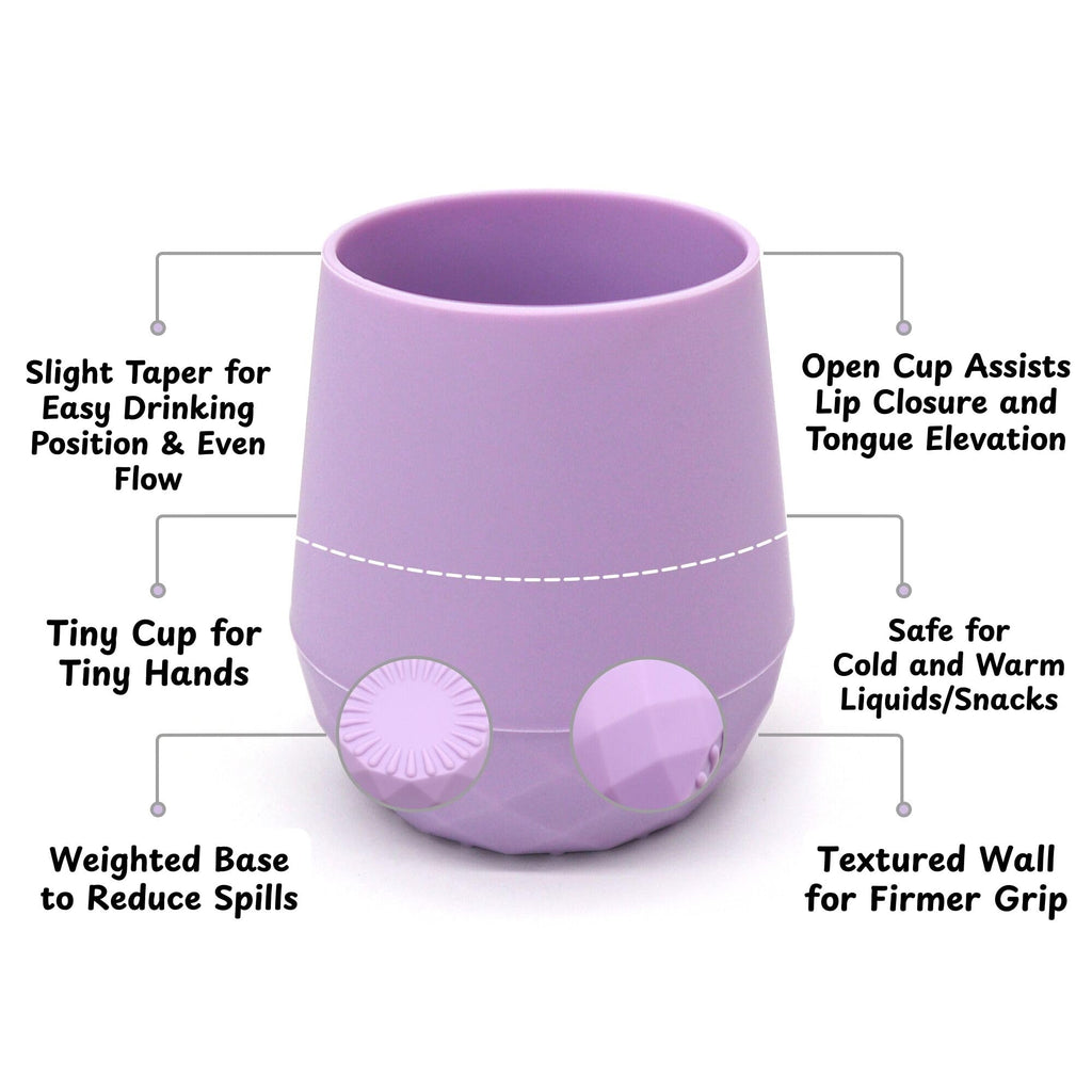 teensy peepsy Silicone Training Cups for Babies 4 Months+ | 2 pack Tiny Transition Cup for Baby Girl Gift, Baby Water Cup for 6-12 Months, Toddler Open Cups 2oz, Baby Essentials for BLW (Lilac Blush)