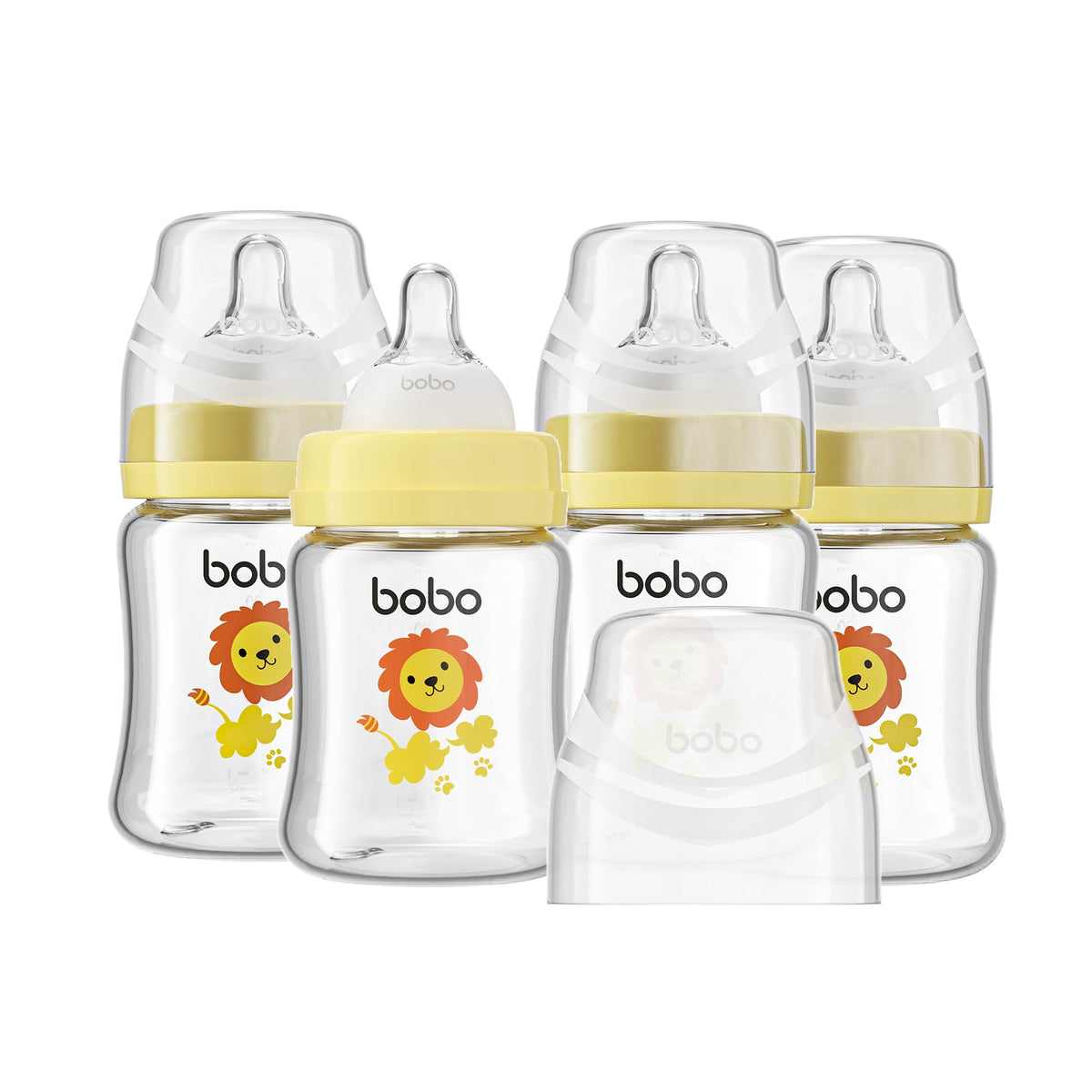 YOHKOH Glass Baby Bottles with Slow Flow Nipple, Newborn Anti-Colic Baby Bottles for 0+ Months, Wide Neck Feeding Bottle, Clear (Multicolour, 2.7oz (Pack of 2))