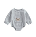 Cute Baby Sweatshirt Romper Waffle Knit Baby Clothes Infant Girl Boy Fall Winter Outfits (Gray, 18-24 Months)