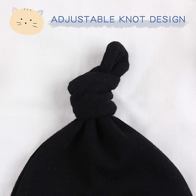 JANGANNSA Newborn Baby Hat Infant Baby Boys Beanie Top Knot Stretchy Hats for Girls 100% Organic Cotton
