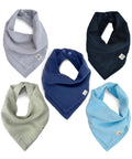 Kishu Baby Indi Organic Baby Bandana Bibs – Fairtrade 4-Way Reversible Drool Bibs for Boys & Girls – Unisex (Set of 5) (Pacifica)