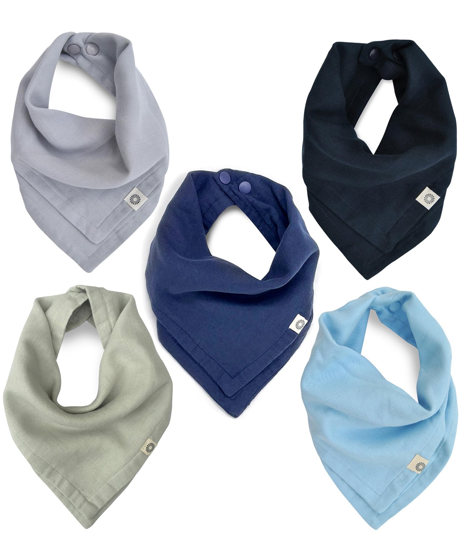 Kishu Baby Indi Organic Baby Bandana Bibs – Fairtrade 4-Way Reversible Drool Bibs for Boys & Girls – Unisex (Set of 5) (Pacifica)
