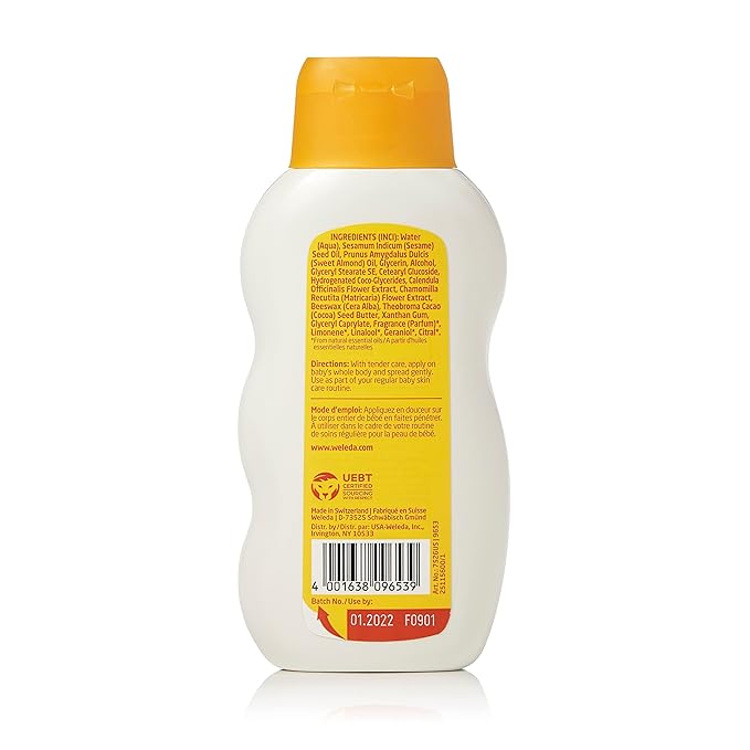 Weleda Baby Calendula Comforting Body Lotion, Plant Rich Moisturizer with Calendula, Chamomile, Sweet Almond and Sesame Oils, 6.8 Fl Oz (Pack of 2)