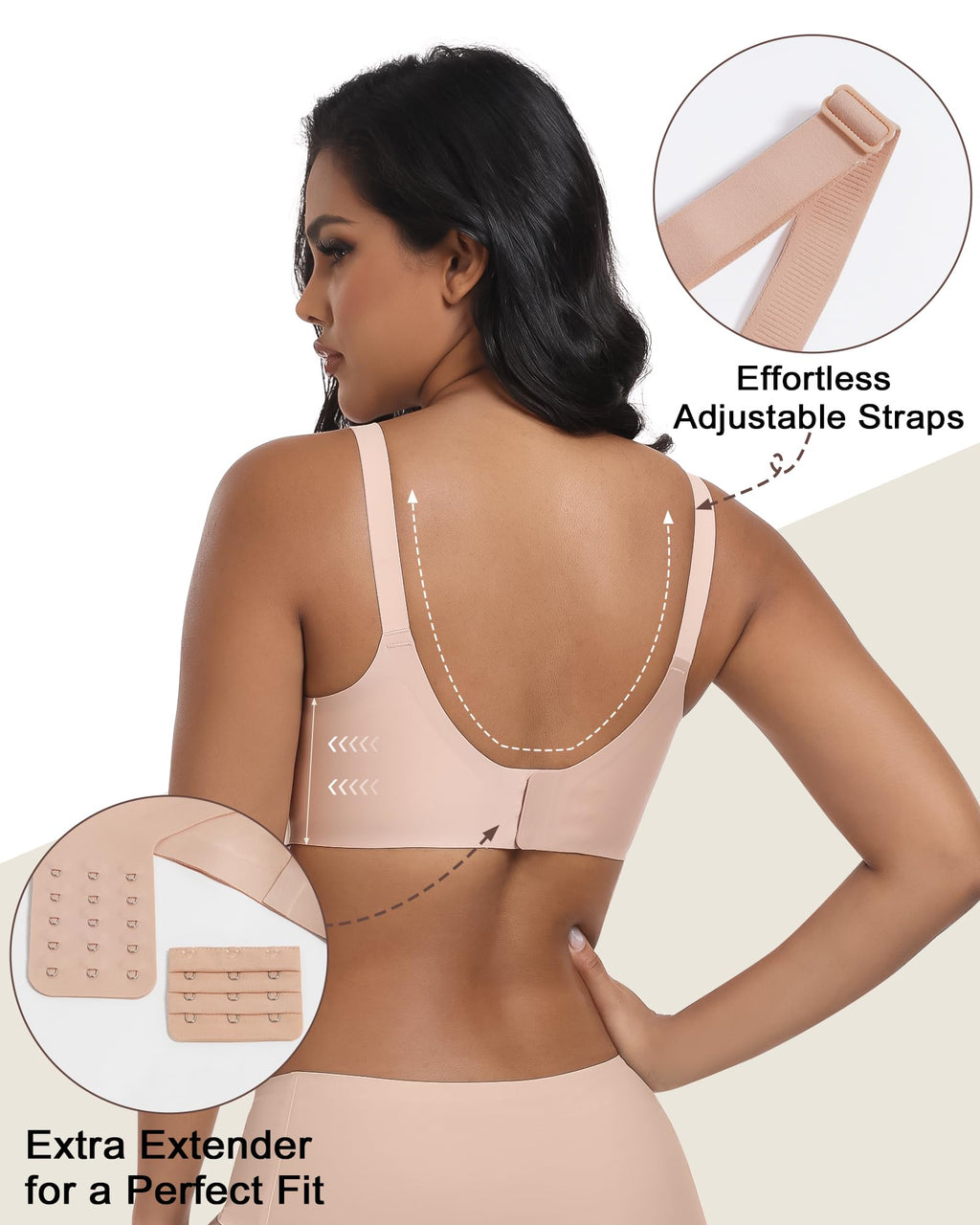 As Fairy Wireless Seamless Pumping Bra Hands Free Nursing Bra Wirefree Comfort Wearable Breast Pump Bras (Nude S Plus)