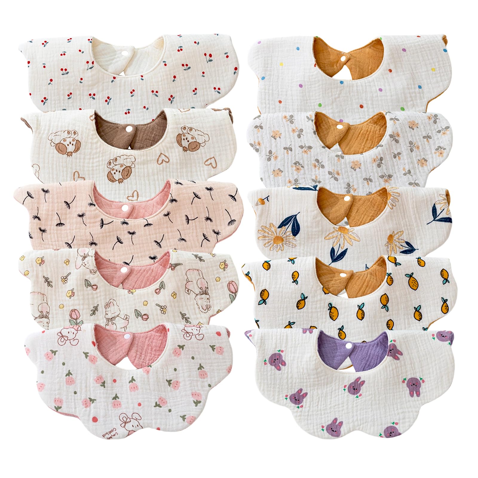 Baby Bibs for Girls Boys Muslin Organic Cotton Drooling Teething Bibs
