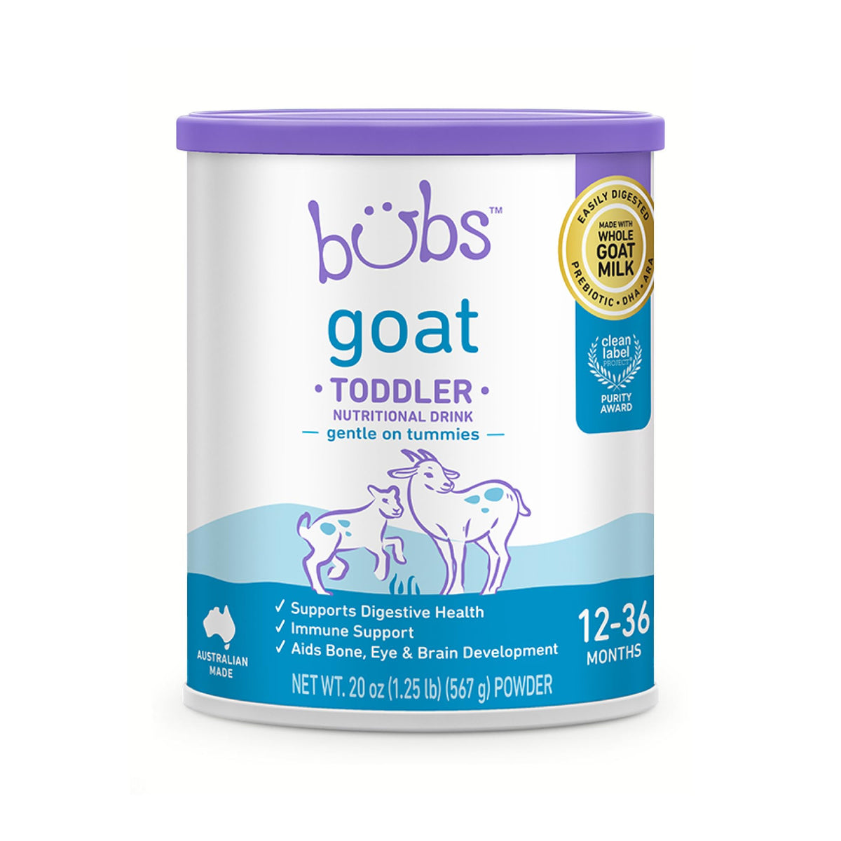 Bubs Whole Goat Milk Infant Formula for 0-12 Months, Non-GMO Milk, 20 oz