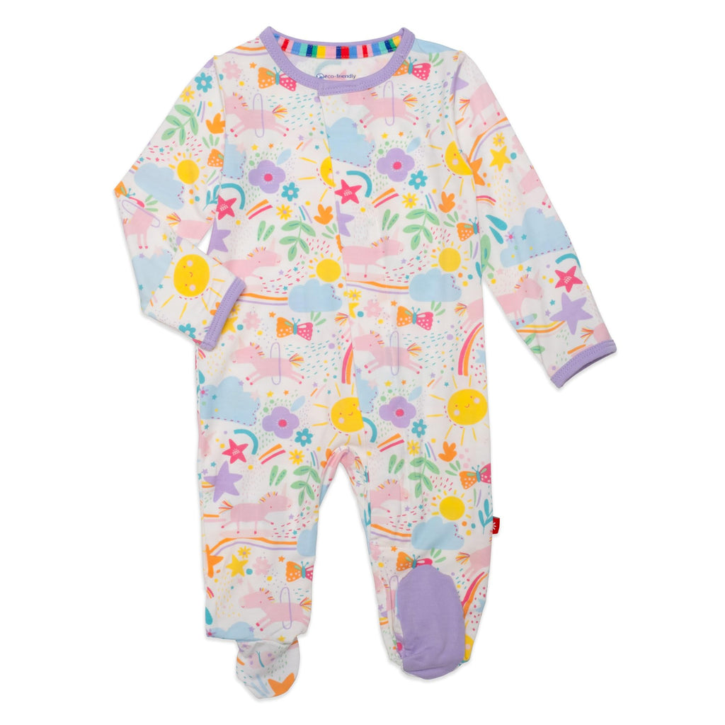 Magnetic Me Girls Modal Magnetic Baby Footie Pajamas | Silky Soft Modal Fabric | Sunny Day Vibe | Newborn