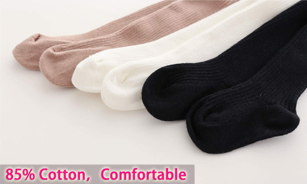 CECORC Baby Leggings, Tights for girls, Toddler, Infant,12-18 months, 18-24 months (1-2 years, 3 pack (black+white+lightpink))