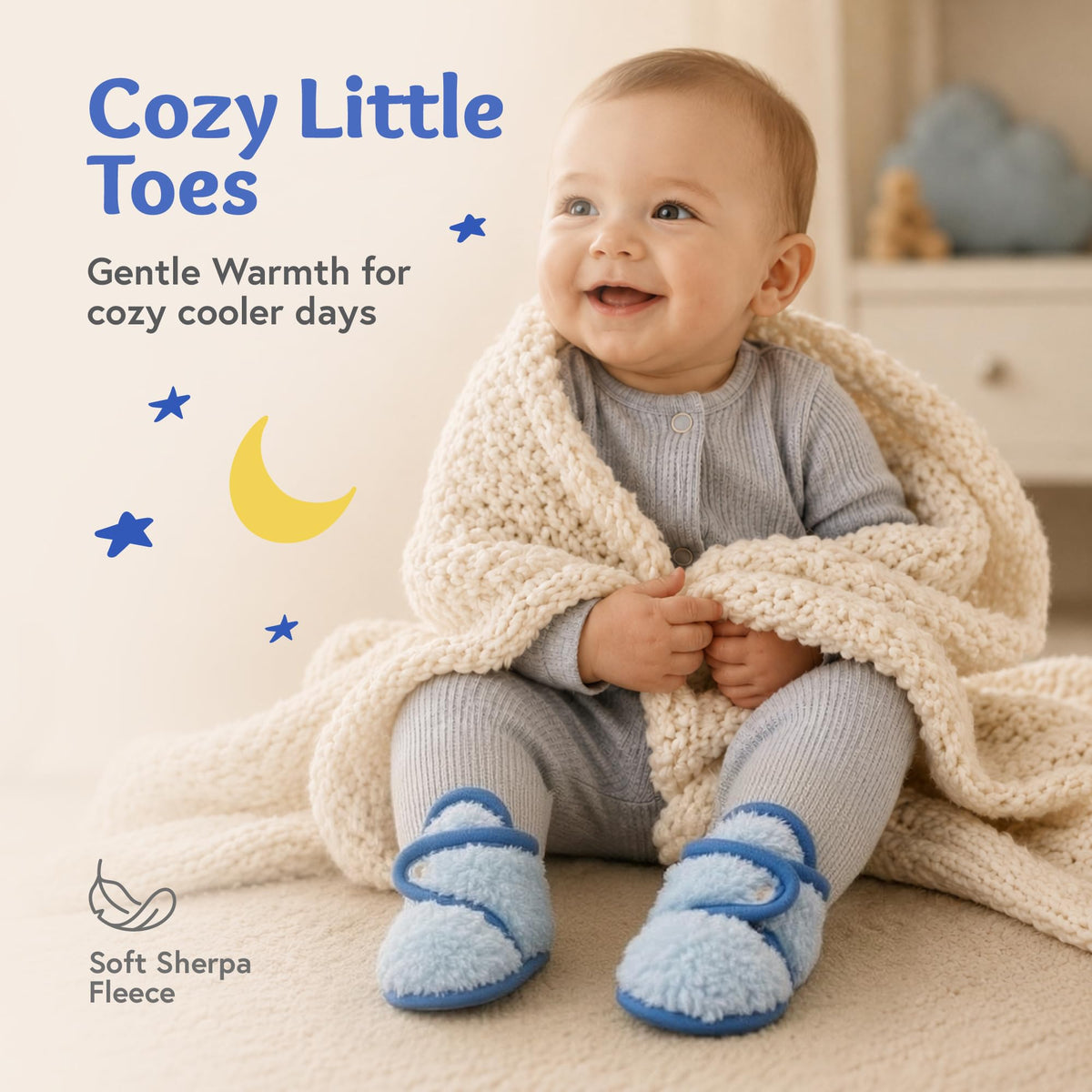 baby deedee Baby Booties Crib Shoe, Ivory, 12 Months Unisex Infant, (B1201)