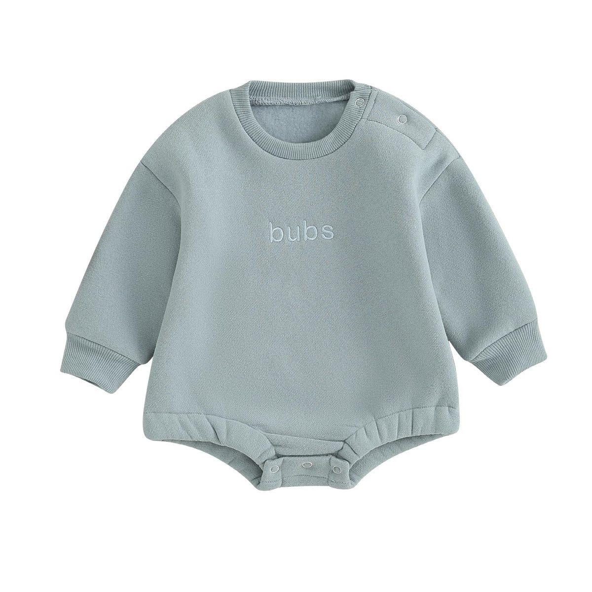 VISGOGO Baby Boy Oversized Sweatshirt Romper Solid Long Sleeve Bubble Little Dude Romper Sweater Bodysuits Fall Clothes (Blue, 12-18 Months)