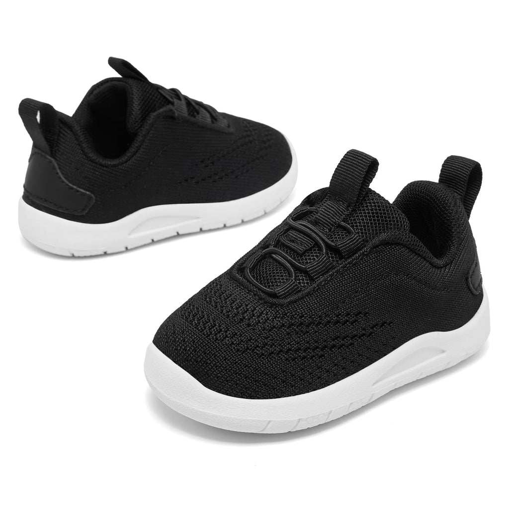 MORENDL Toddler Sneakers Baby Slip On Walking Shoes Non-Slip Breathable Boys & Girls Running Shoes Infant Tennis Shoes Black Size 8