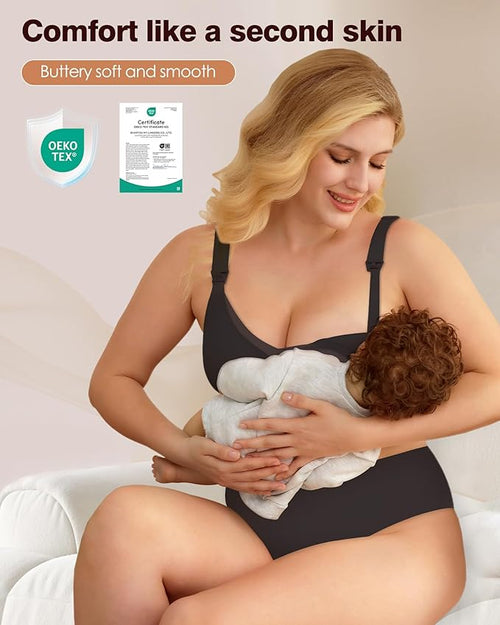 As Fairy Maternity Bras Wireless Maternity Bra with Support Hands-Free Underwire Pumping Bra Seamless Bralette Sleep Nursing Tank Top with Lace Plus Size 40dd 42c 42d 42dd Black 3X-Large