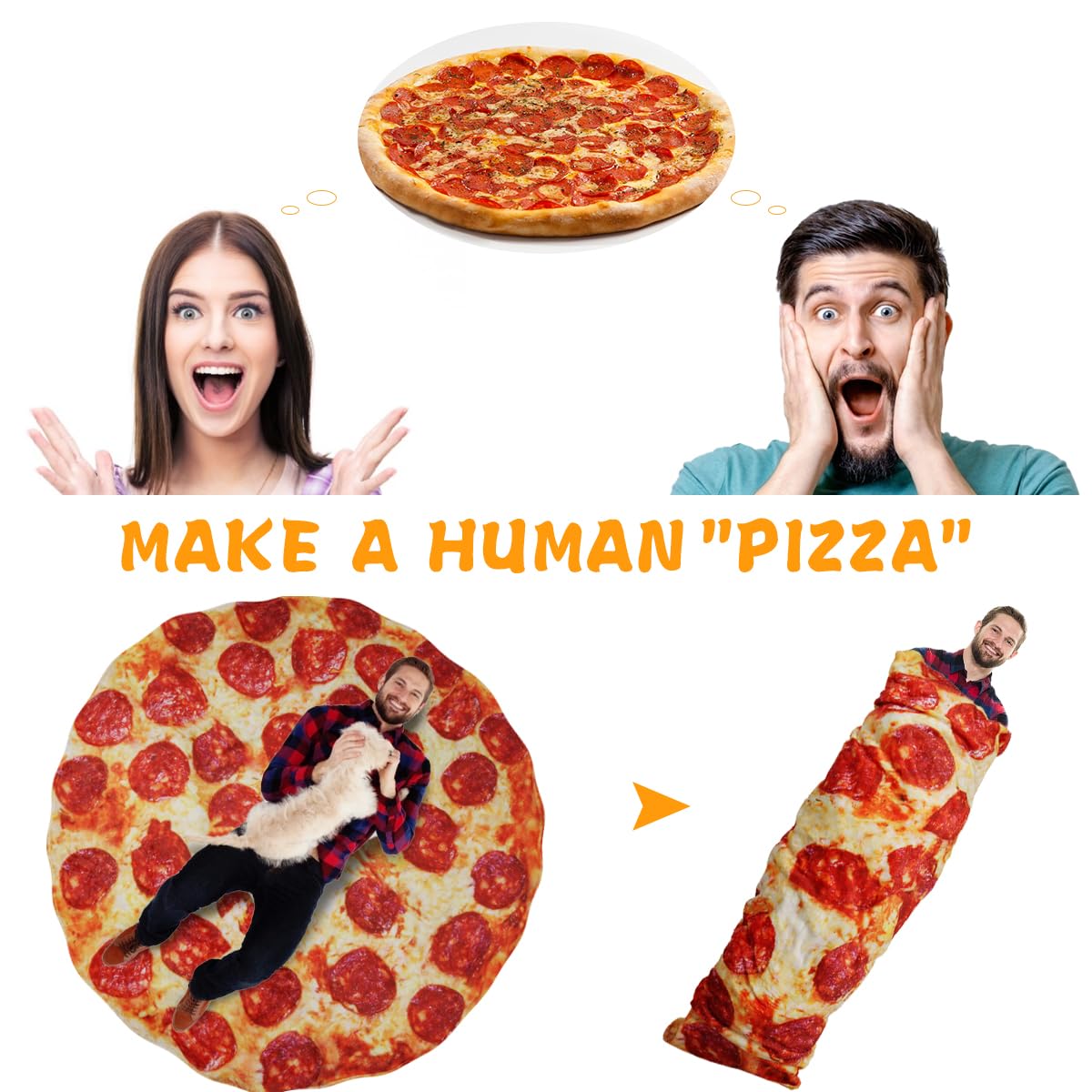 Lhedon Pizza Blanket Adult 80 Inch Round Food Throw Flannel