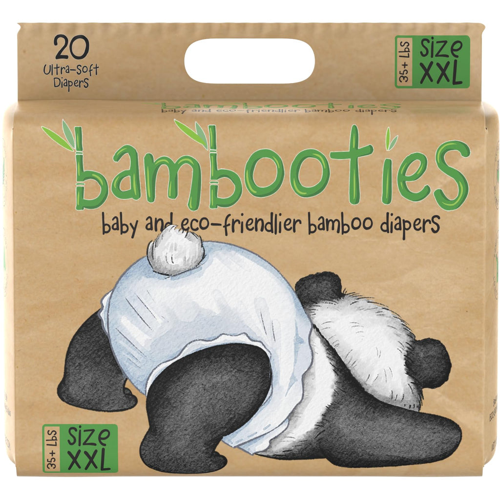 Bamboo Baby Diapers, Totally Chlorine Free for Sensitive Skin for Newborns to XXL. Hypoallergenic & Non Toxic Eco Friendlier Plant-Based Materials. TCF XXL Size 6 (20 ct)