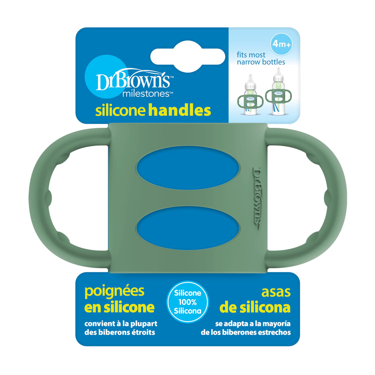 Dr. Brown's Narrow Baby Bottle Handles, Gray, 4m+, 1-Pack