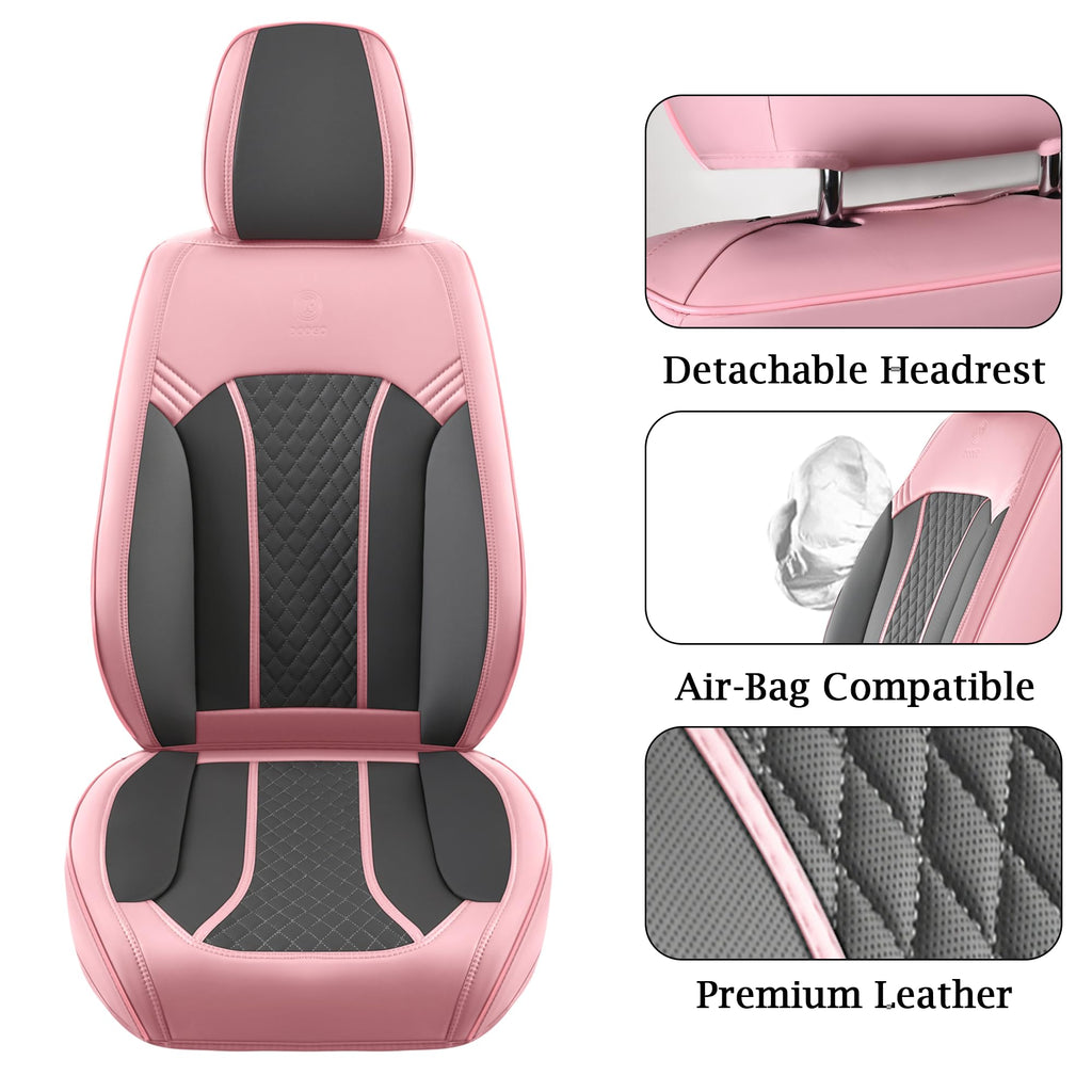 Doogo Seat Covers, Car Seat Covers, Breathable Front Seat Covers, Universal Non-Slip Seat Cushion Pink Automotive Seat Covers Accessories for SUV Sedan Truck Truck-Pink/Gary