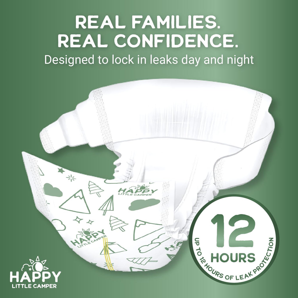 Happy Little Camper Super Saver Diapers, Size 3, 100 Count | Budget-Friendly Disposable Baby Diapers for Sensitive Skin | Hypoallergenic, Fragrance-Free, Ultra Absorbent