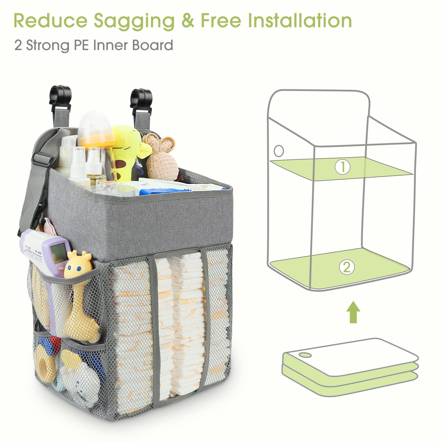 Maliton Changing Table Diaper Organizer Diaper Caddy (Gray)