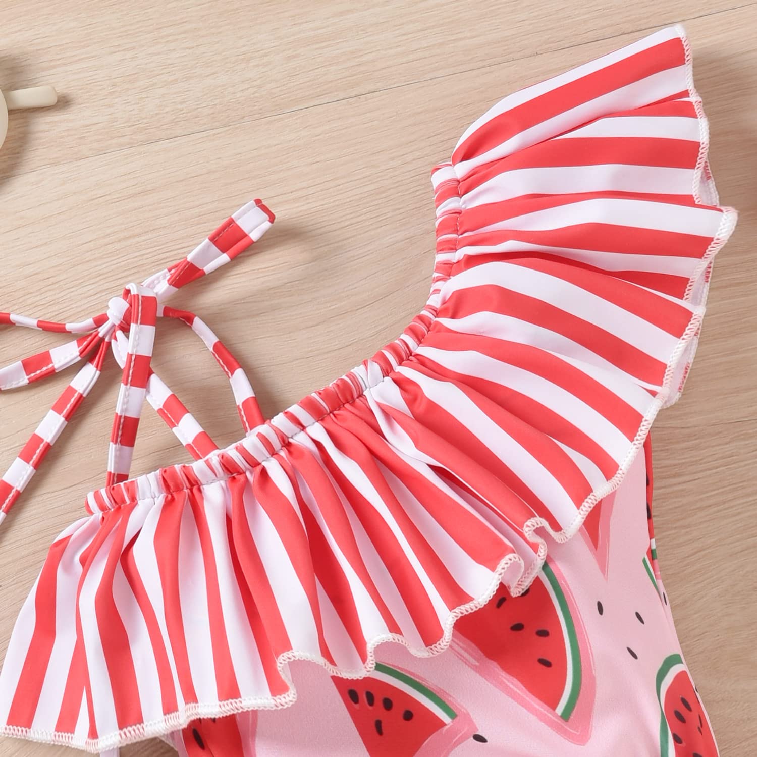 HINTINA Infant Baby Girls One Piece Swimsuits Swimming Suit Watermelon Off Shoulder Swimwear Beach Bathing Suit 6-12 Months