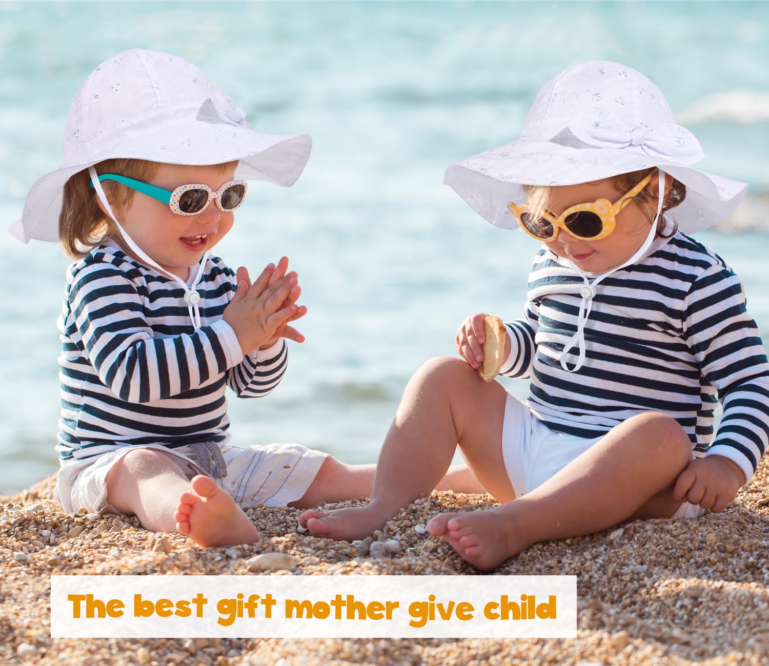 Baby Girl Sun Hat with UPF 50+ Outdoor Adjustable Beach Hat with Wide Brim Bucket Hats (2-3岁)