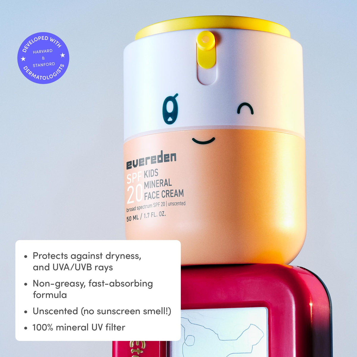 Evereden Kids Mineral Face Cream SPF 20, Dermatologist-Tested, Zinc Oxide