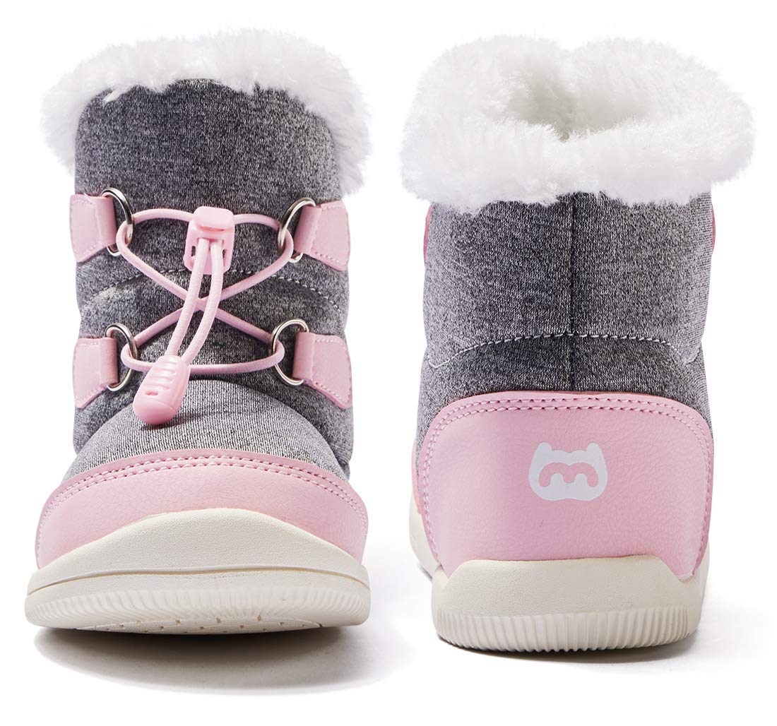 BMCiTYBM Baby Snow Boots Boys Girls Winter Infant Shoes Anti-Slip 6 9 12 18 24 Months Faux Fur Pink Size 12-18 Months Toddler