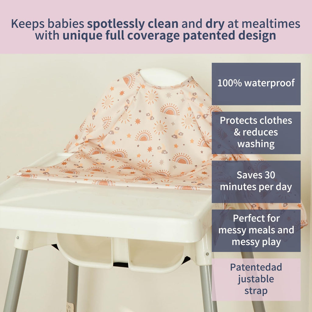 CoolaPeach 2Set Feeding Bibs Long Sleeve Baby Bib for Babies(Sun)