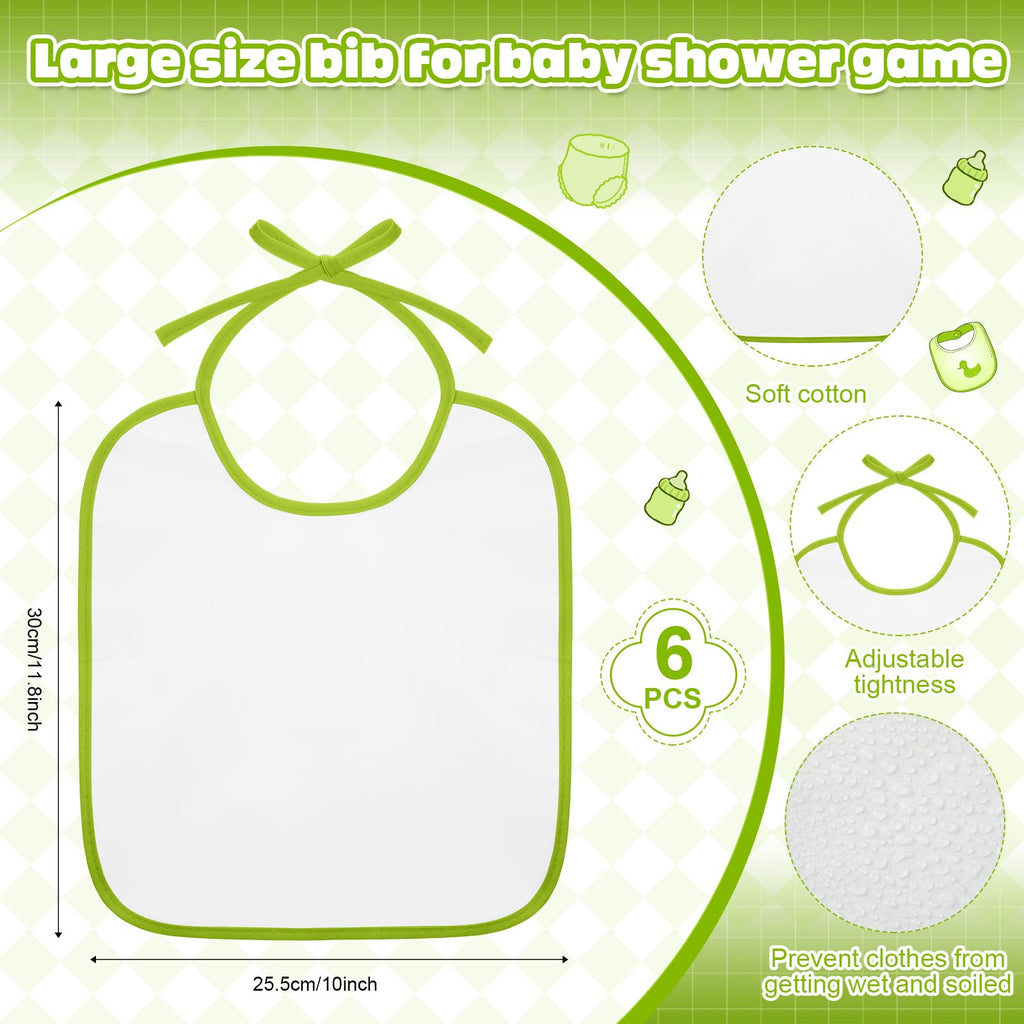 6 Sets Bottle Chug Baby Shower Games Juegos Para Plastic Baby Bottles Bibs Hat Disposable Diapers Gender Reveal Games Baby Changing Diaper Race Game Decoration (Green)