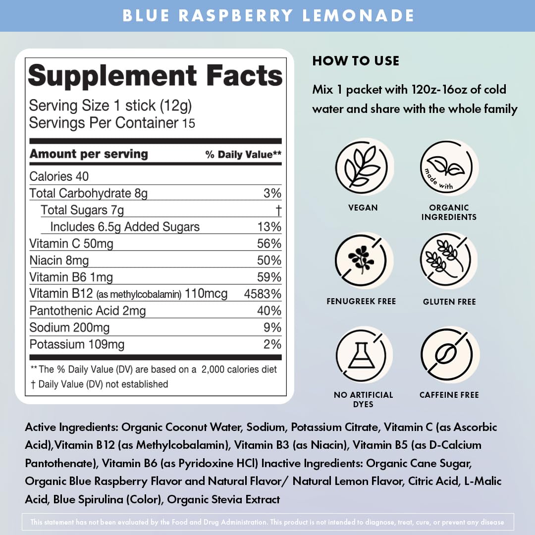 Boobie Hydromom Electrolyte Mix Hydration Boost - Blue Rasp Lemonade 15 Ct