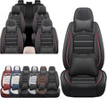 JOJ Car Seat Cover Fit for Toyota Highlander 2001-2025,7 Seat Car Seat Cover,No-Slip Waterproof Breathable Faux Leather Automotive Seat Covers Auto Interior Covers,Full Set with Pillow,Black Red