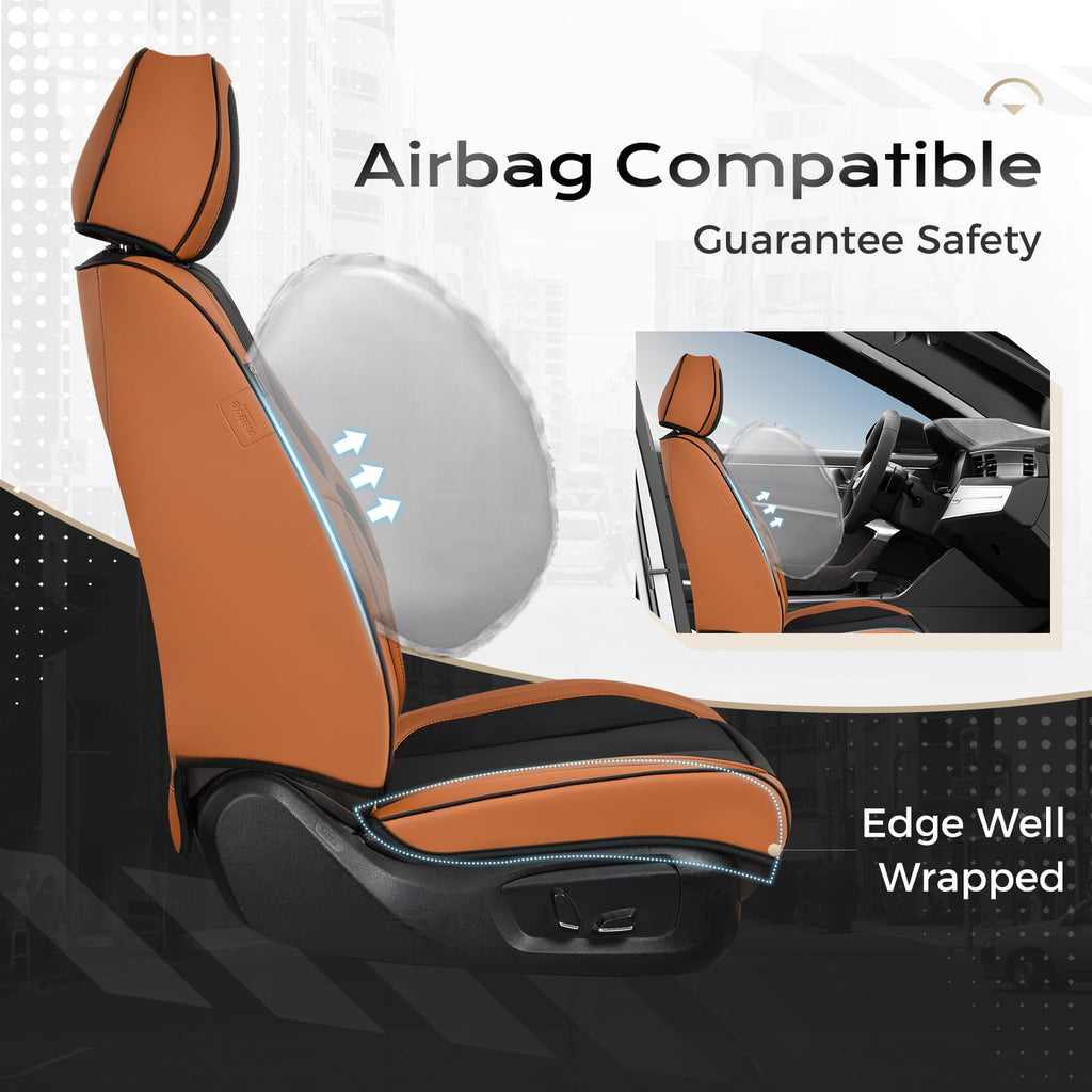 Coverado Car Seat Covers, Seat Covers for Cars, Waterproof Leather Auto Seat Protectors, Leather Car Seat Cushion, Car Interiors Accessories Universal Fit for Most Cars