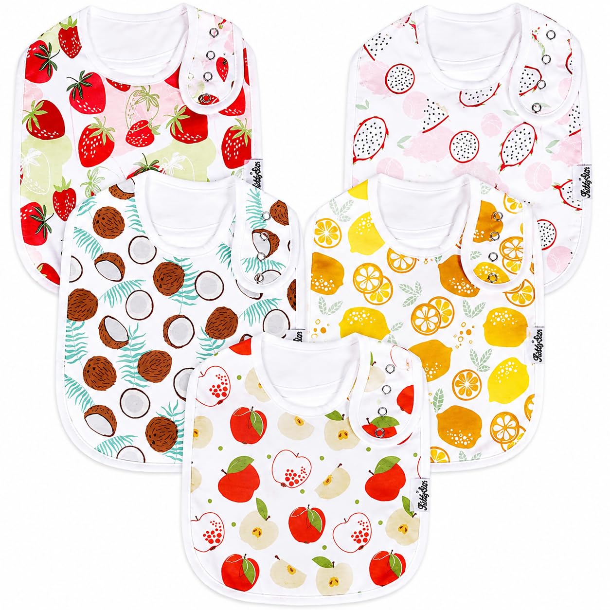 KiddyStar Organic Cotton Baby Drool Bibs | Soft, Adjustable, Absorbent, Unisex Teething Bandana Bibs for Babies | 5 Pack