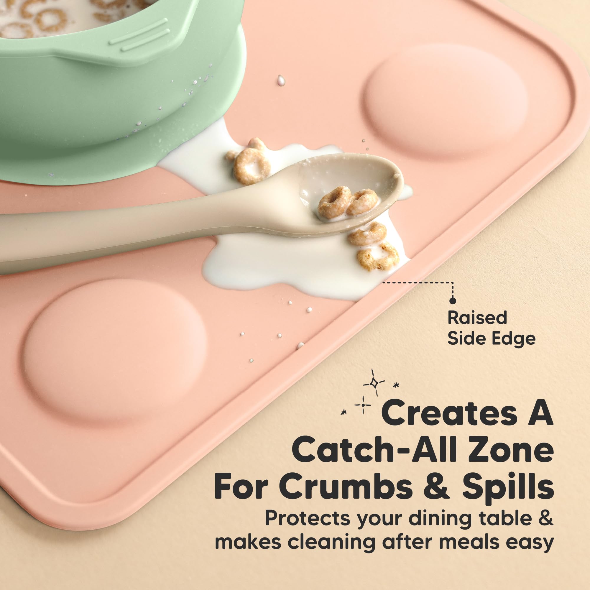 KeaBabies 2pk Silicone Placemats for Toddlers, Kids, Baby, 12x9 (Mellow, S)