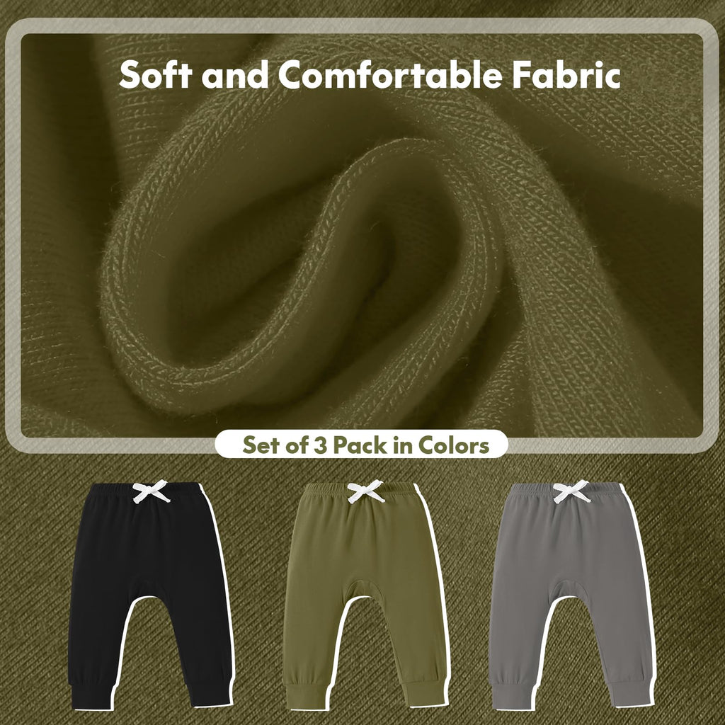 DREAM BUS Pack of 3 Toddler Jogger Pants with Pocket Toddler Boy Sweatpants Baby Boy Pants Infant Newborn Leggings
