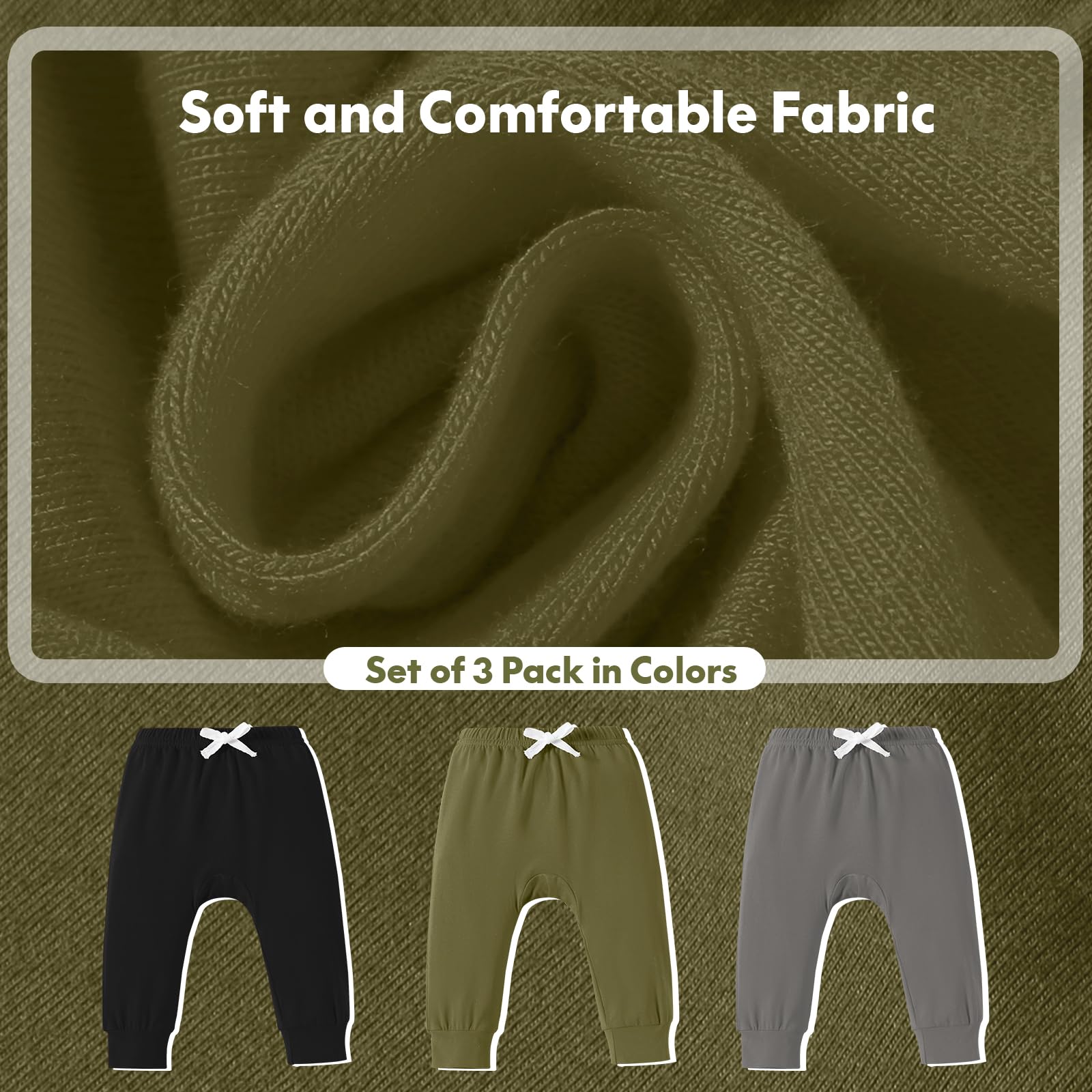 DREAM BUS Pack of 3 Toddler Jogger Pants with Pocket Toddler Boy Sweatpants Baby Boy Pants Infant Newborn Leggings